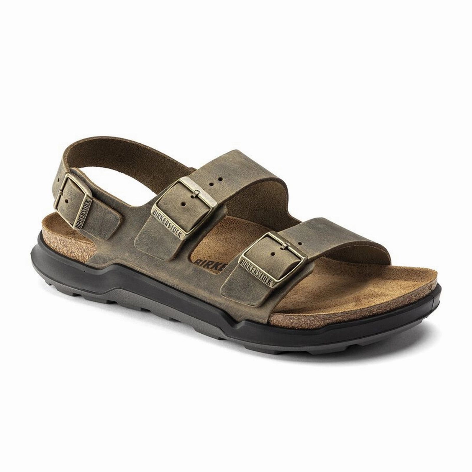 Birkenstock Milano Rugged Backstrap Sandal (Men) - Faded Khaki Oiled Leather Post Gym