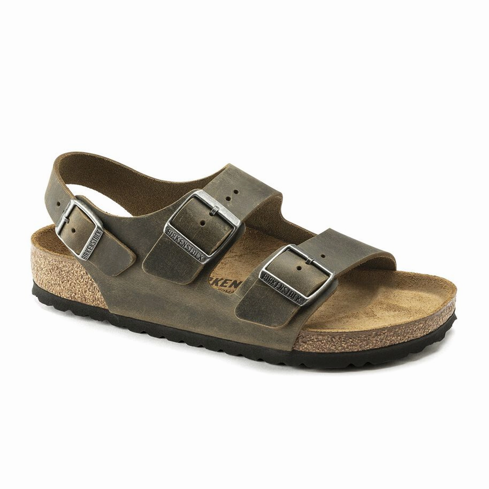 Birkenstock Milano Backstrap Sandal (Men) - Faded Khaki Oiled Leather Seamless construction