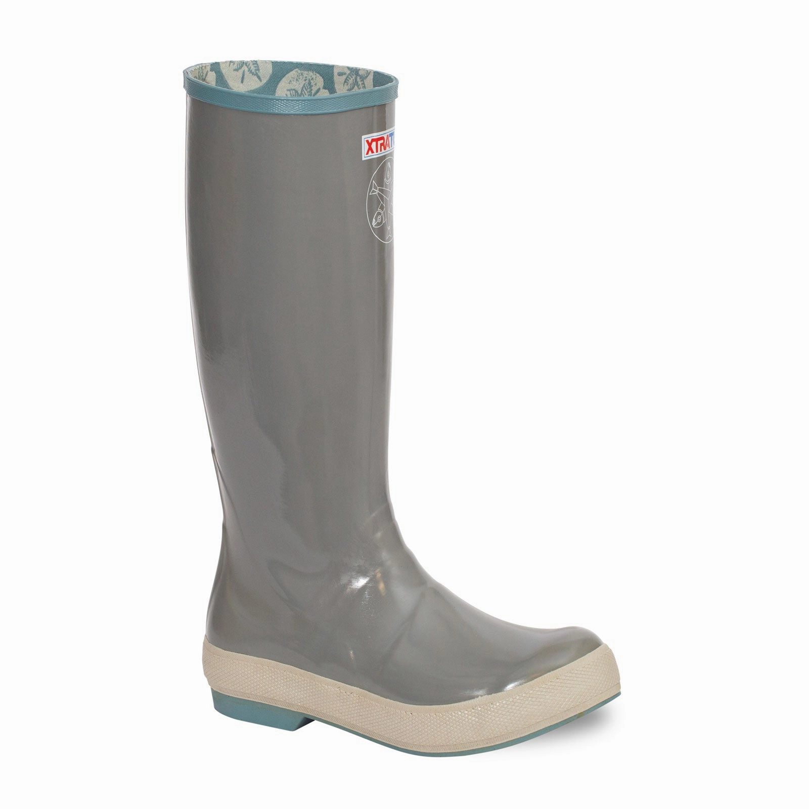 Shock Absorbing Rough Terrain Slip Block XtraTuf Salmon Sisters 15" Legacy Rain Boot (Women) - Gray/Sand Dollar