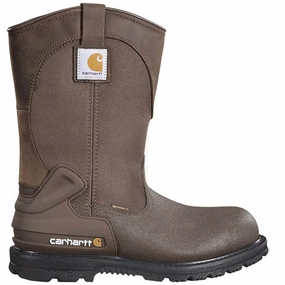 All-day Grip 11" Heritage Steel-Toe Waterproof Wellington Pull-On Work Boot Dark Brown
