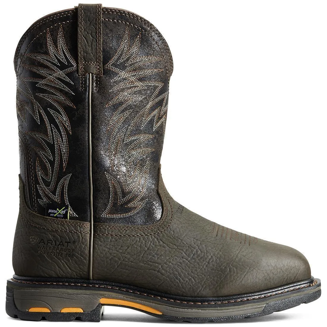 WorkHog Composite-Toe Waterproof MetGuard Wide Square Toe Work Boot Bruin Brown Cozy Fit All-weather lining