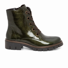 Closed Toe Design Reflective accents Ara Debbie Combat Boot (Women) - Forest Metallic Patent