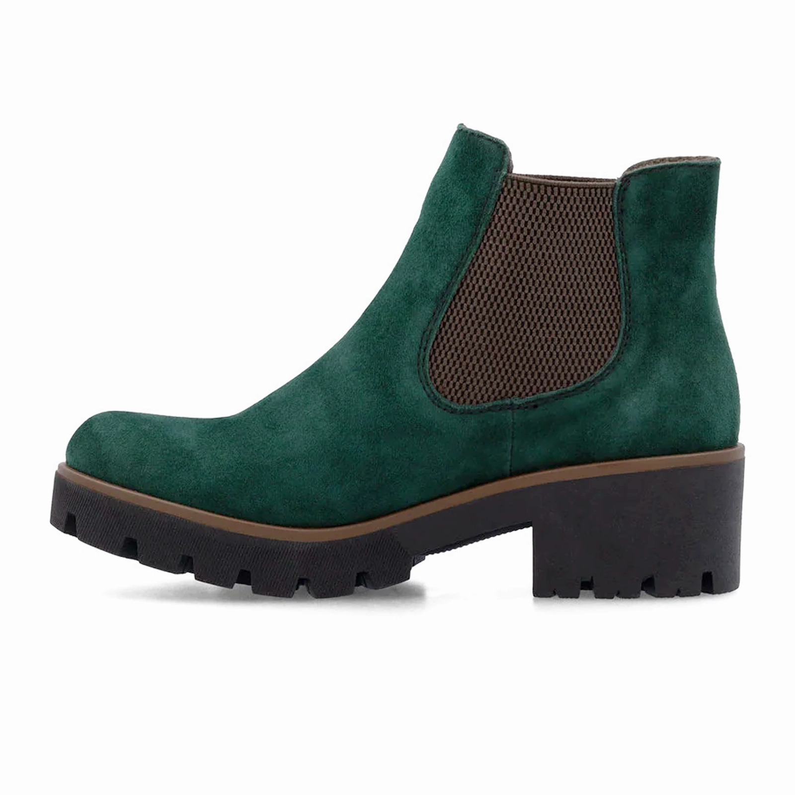 Rieker 79265 Amalia Chelsea Boot (Women) - Bottlegreen/Brown Sheepsuede hypoallergenic