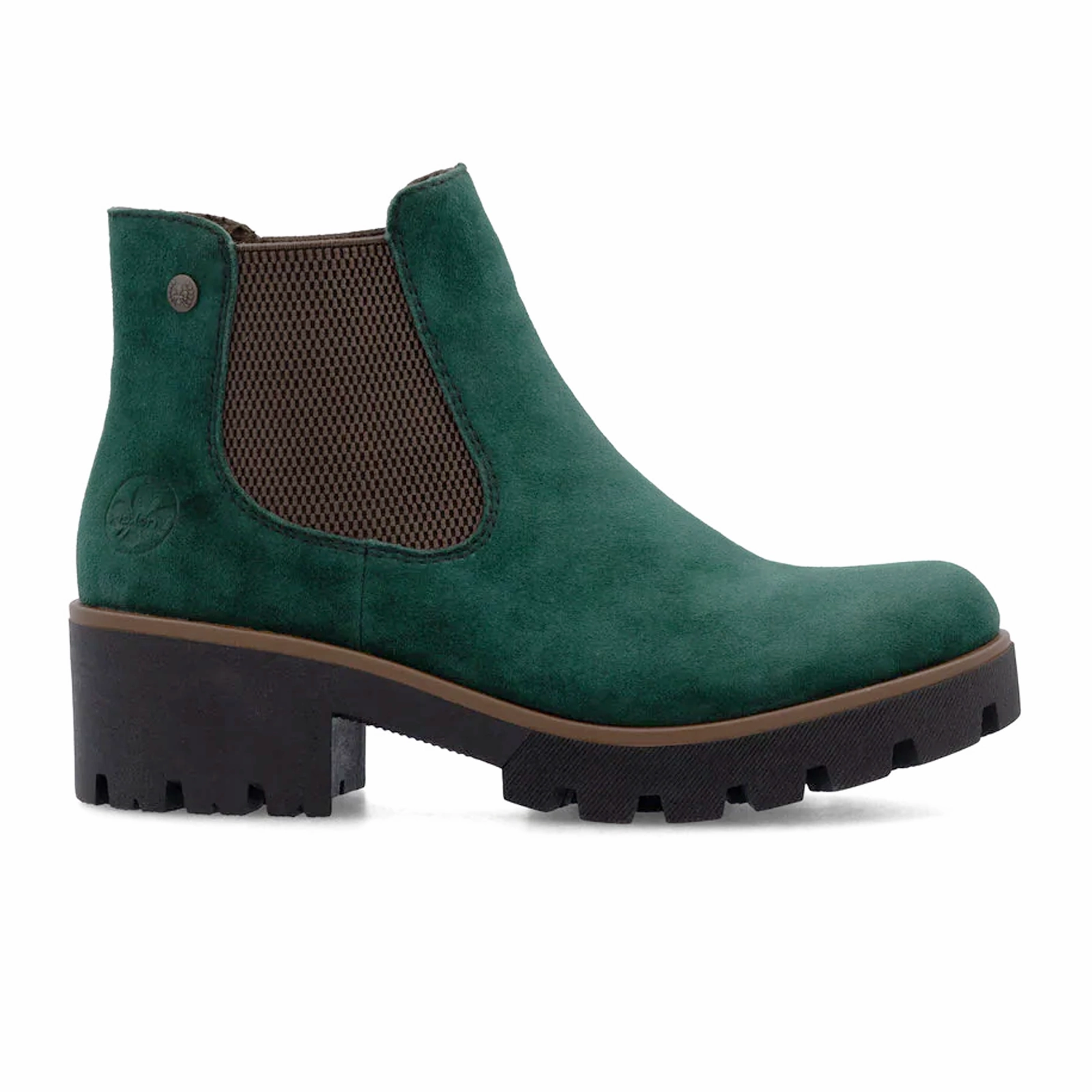 Seamless Stitching Breathable Weekend Wanderer Rieker 79265 Amalia Chelsea Boot (Women) - Bottlegreen/Brown Sheepsuede
