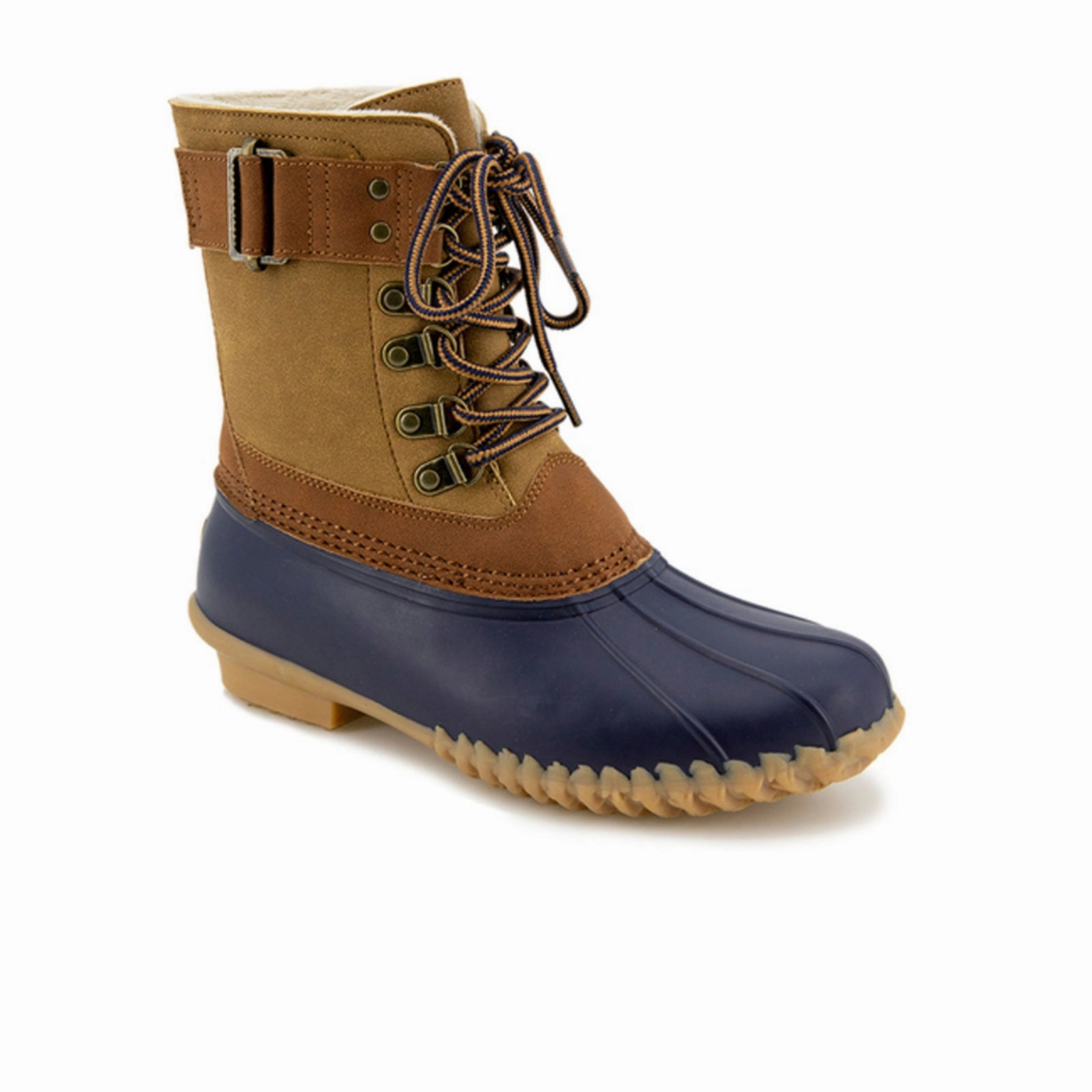 High Traction Weekend Wanderer Steel Guard JBU Windsor Waterproof Boot (Women) - Navy/Tan