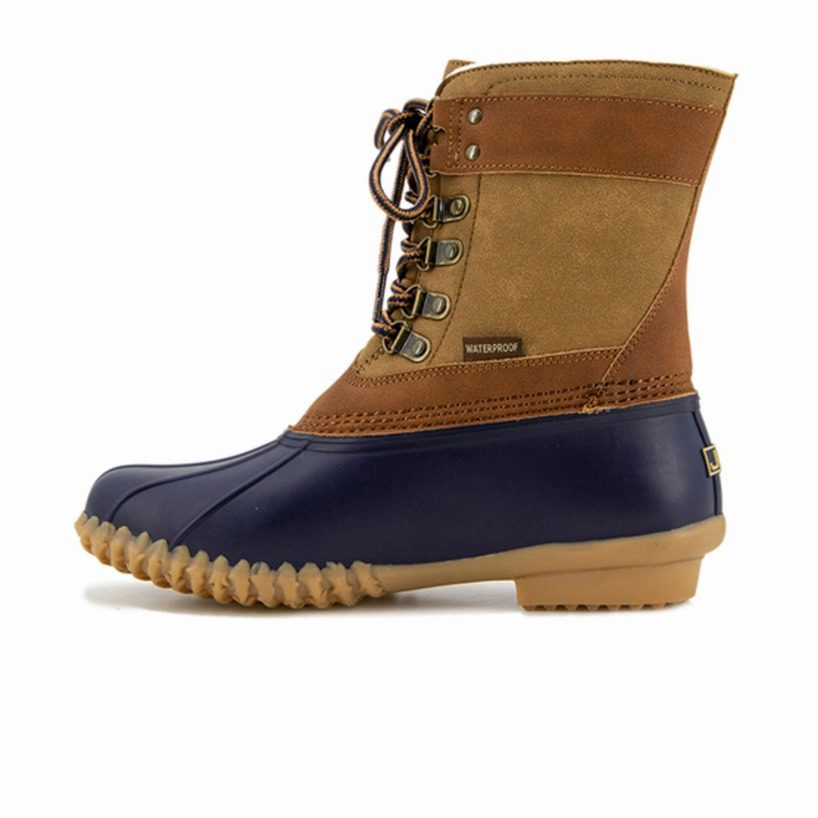 JBU Windsor Waterproof Boot (Women) - Navy/Tan Motor Edge Protective Footwear