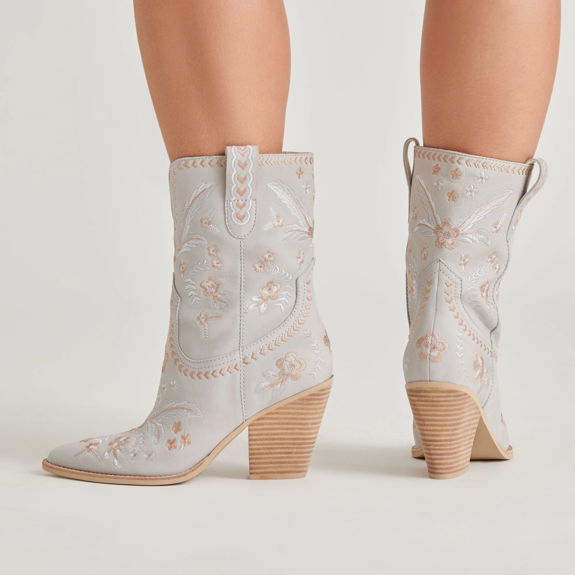 Movement Ready Comfort Technology JESSEY FLORAL BOOTS LIGHT BLUE NUBUCK