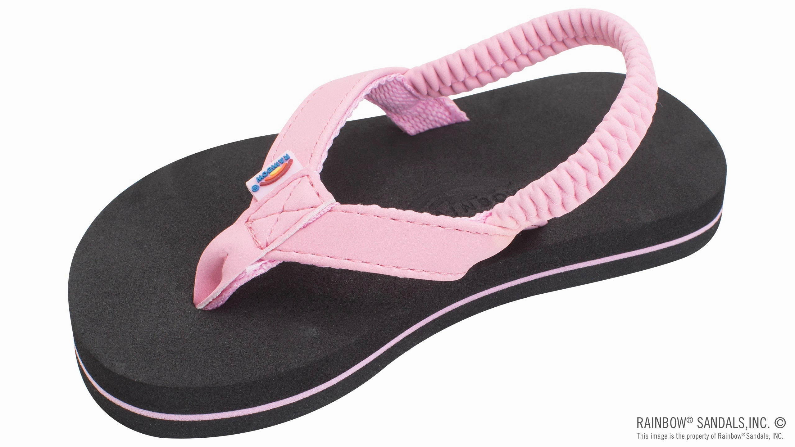 comfortable user Kids Grombow - Soft Rubber Top Sole with 1/2" Narrow Strap and Pin line in Pink