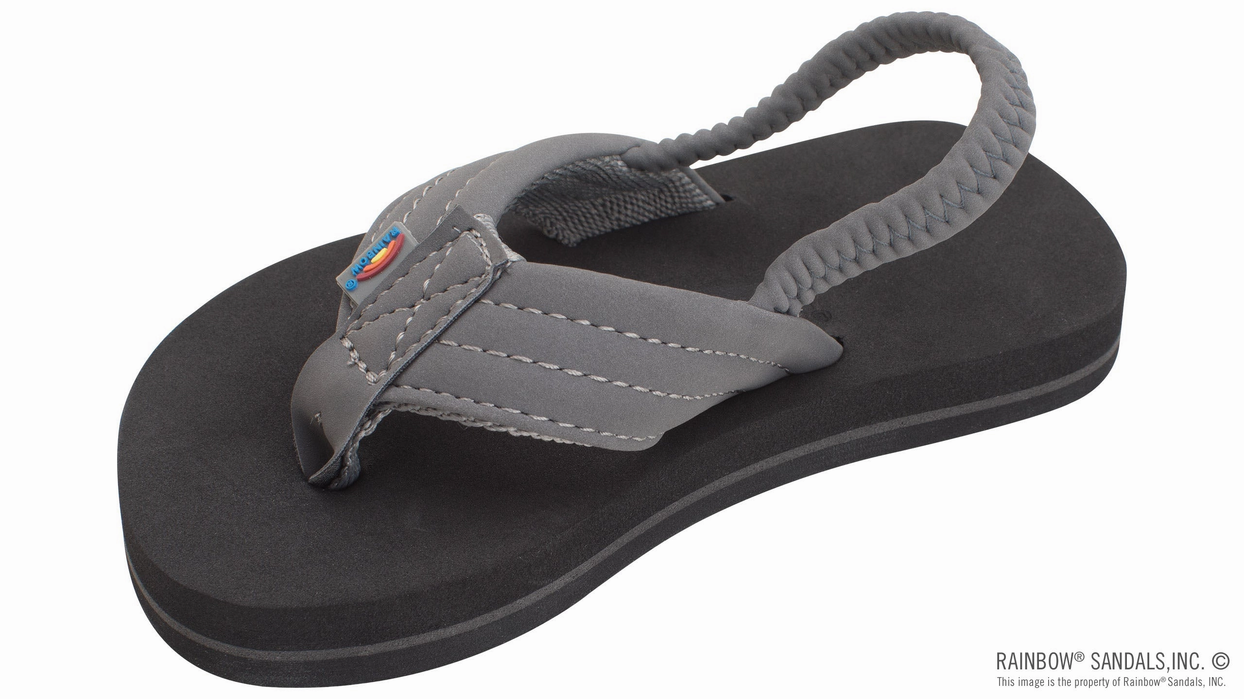 Kids Grombow - Soft Rubber Top Sole with 1" Strap in Dark Grey Pinline Agility