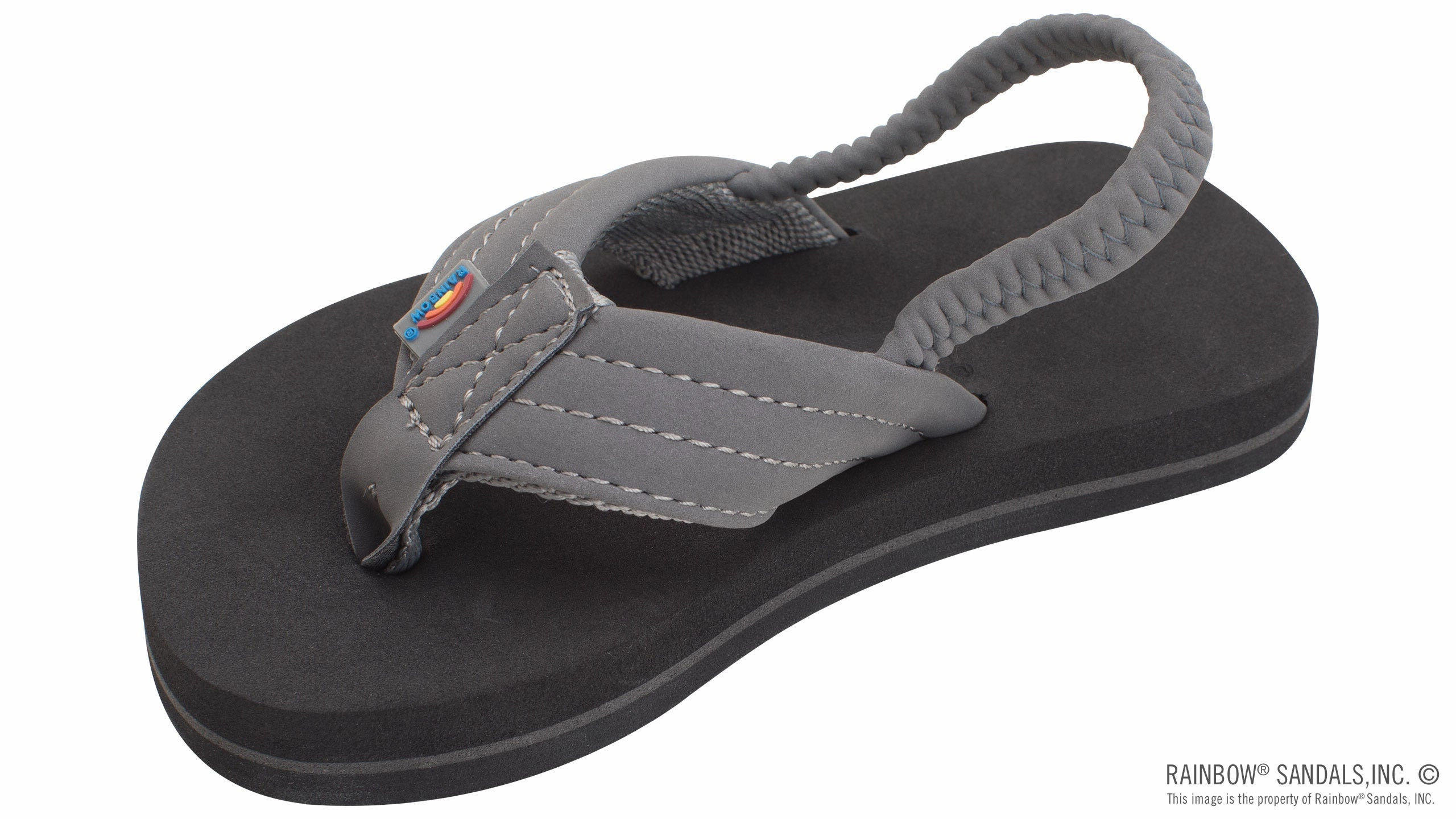 Men's Kids Grombow - Soft Rubber Top Sole with 1" Strap in Dark Grey Pinline
