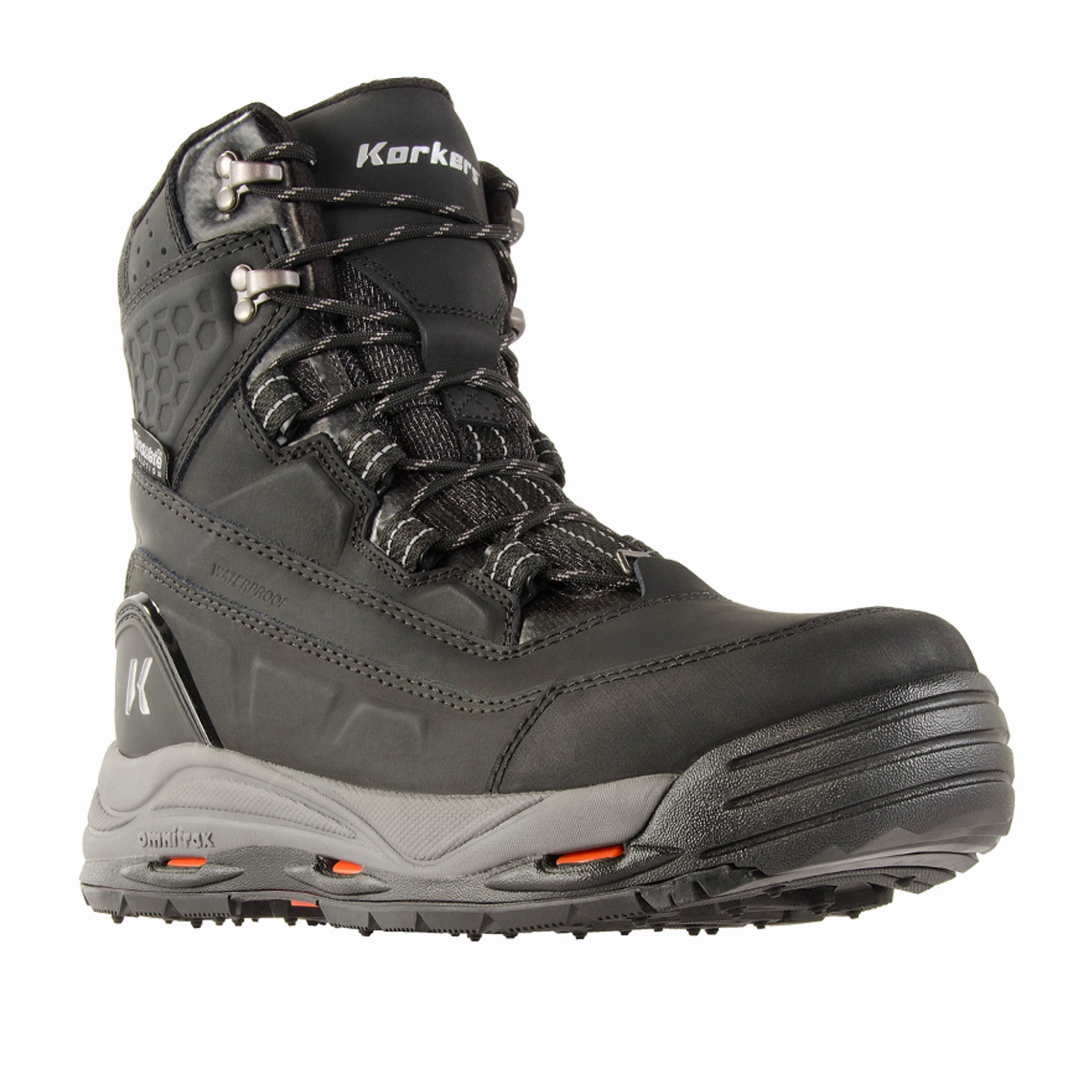 Korkers Snowmageddon Insulated Waterproof Boot with SnowTrac Sole (Men) - Black Tactile Grip Pattern