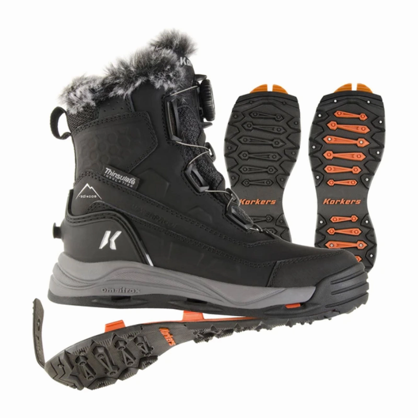 Korkers Snowmageddon Insulated Waterproof Boot with SnowTrac Sole (Women) - Black Secure And Comfortable