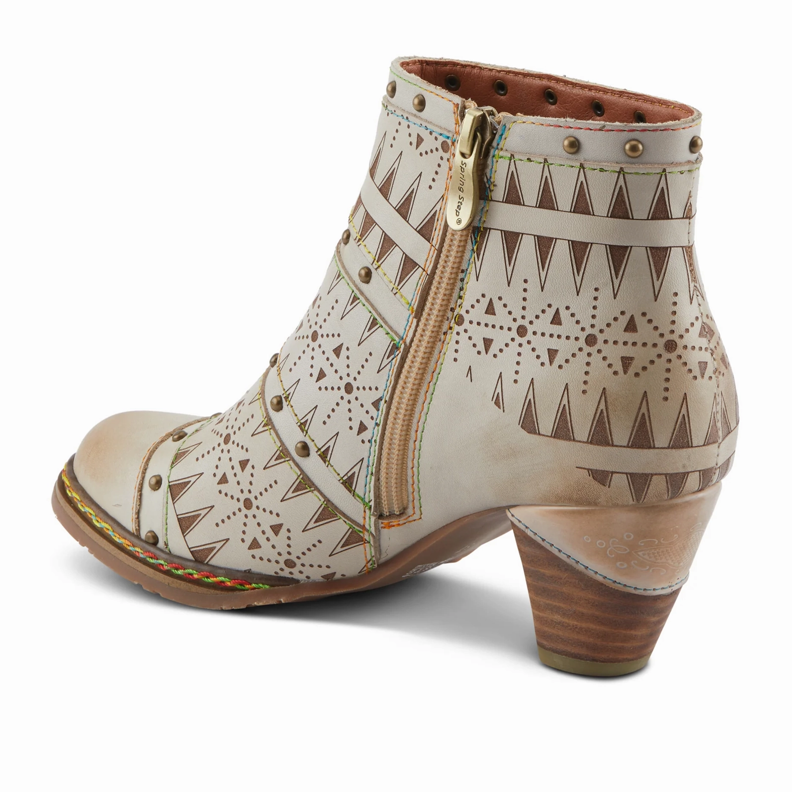 L'Artiste Niobe Heeled Ankle Boot (Women) - Beige Multi Comfortable Footbed Shock Absorbing Mountain Climber
