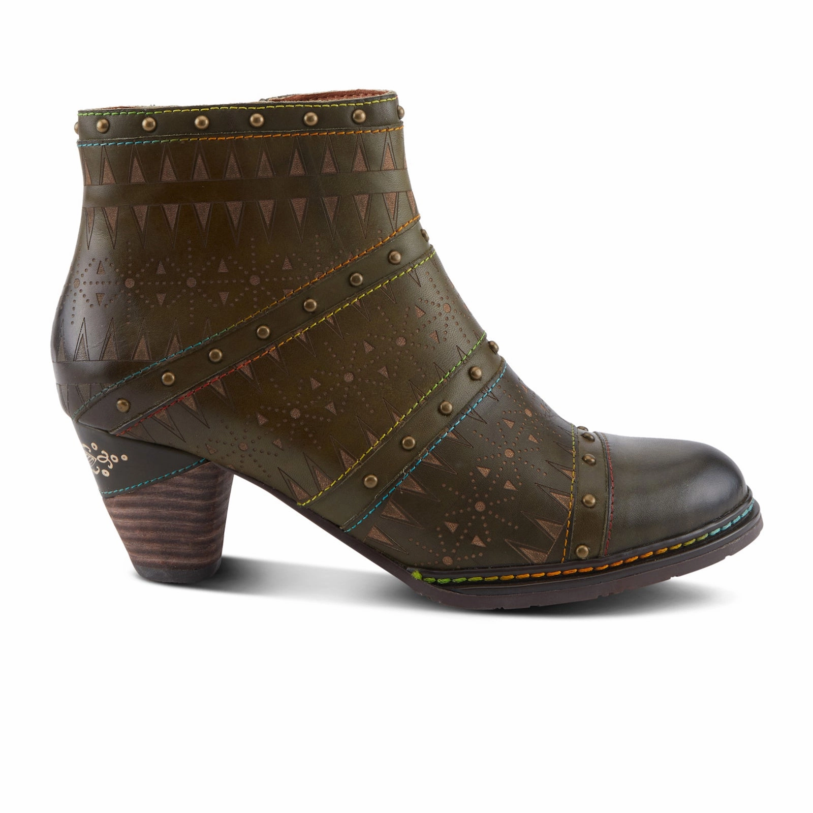 L'Artiste Niobe Heeled Ankle Boot (Women) - Olive Multi Durable Shell Work Commute Water resistant upper