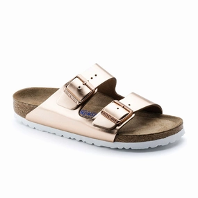 Birkenstock Arizona Soft Footbed Slide Sandal (Women) - Metallic Copper Clean Fit