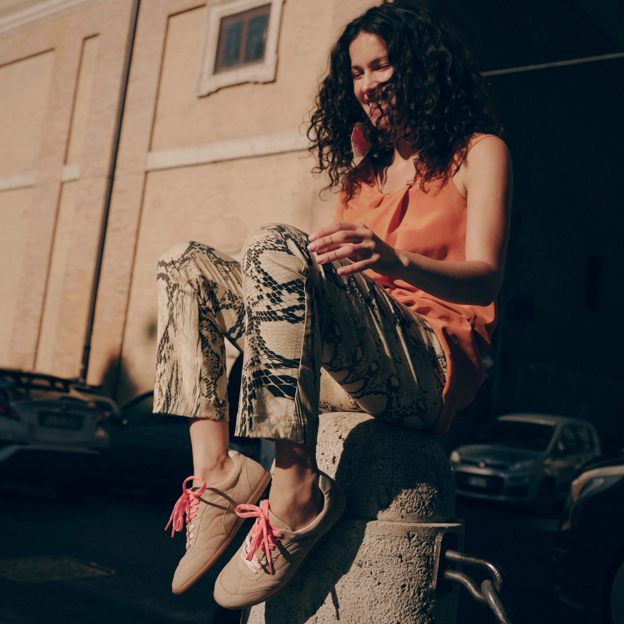 Flexible Flip-flops Everyday Versatile Footwear LAINI SNEAKERS CAMEL SUEDE