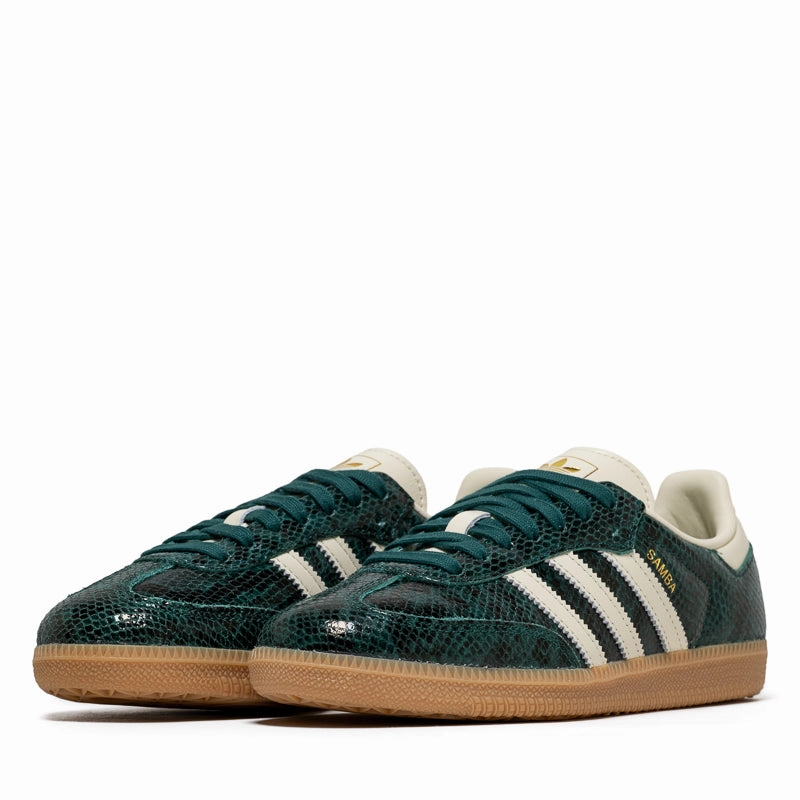 Women's Adidas Samba OG - Cream White/Collegiate Green Lace   Up Closure Seamless Comfort Rural Traveler