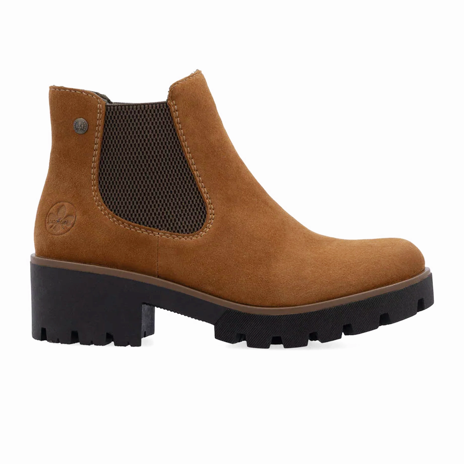 Durable Stitching Protective Gear Rieker 79265 Amalia Chelsea Boot (Women) - Noccia/Brown Goatsuede