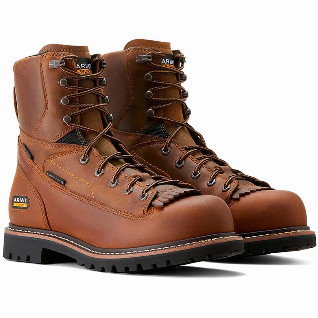 city shoes Anti Fatigue Support Longview Shock Shield 8 inch Composite-Toe Waterproof Work Boot Copper Brown