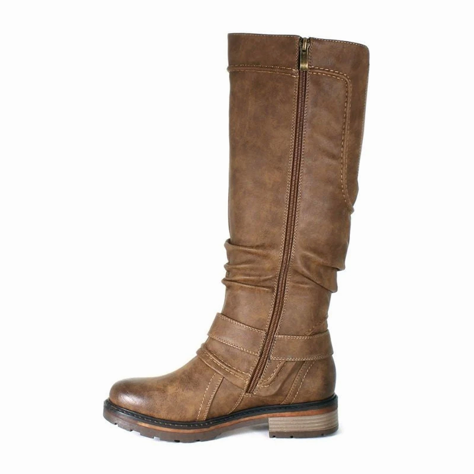 Wanderlust Fiona 3 Wide Tall Boot (Women) - Dark Tan All Terrain Grip Easy To Clean
