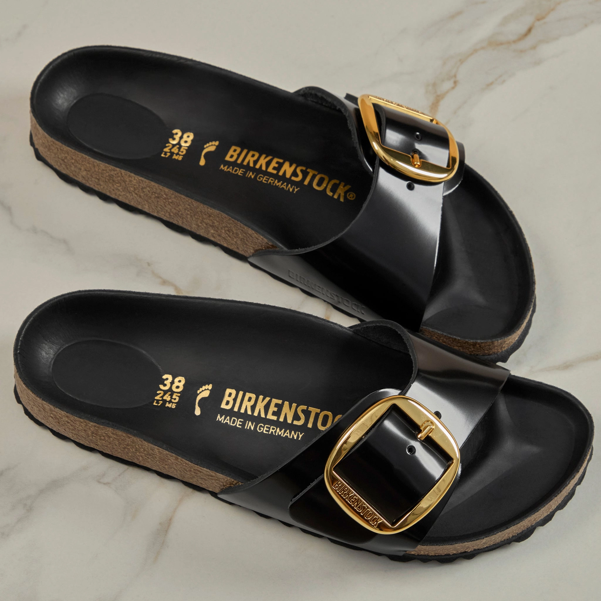 MADRID BIG BUCKLE - HIGH SHINE - LEATHER all - weather Easy Cushioning