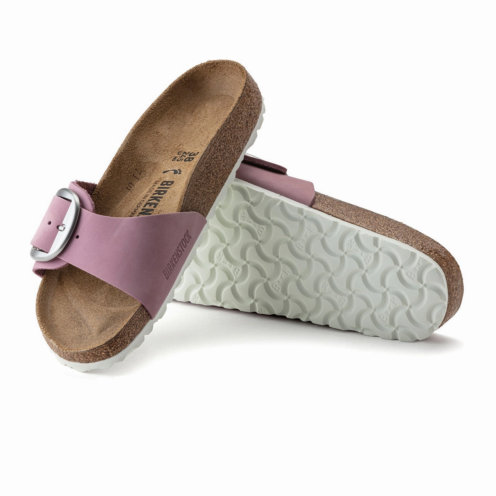 Birkenstock Madrid Big Buckle Narrow Slide Sandal (Women) - Orchid Nubuck Car Ride Unisex Appeal