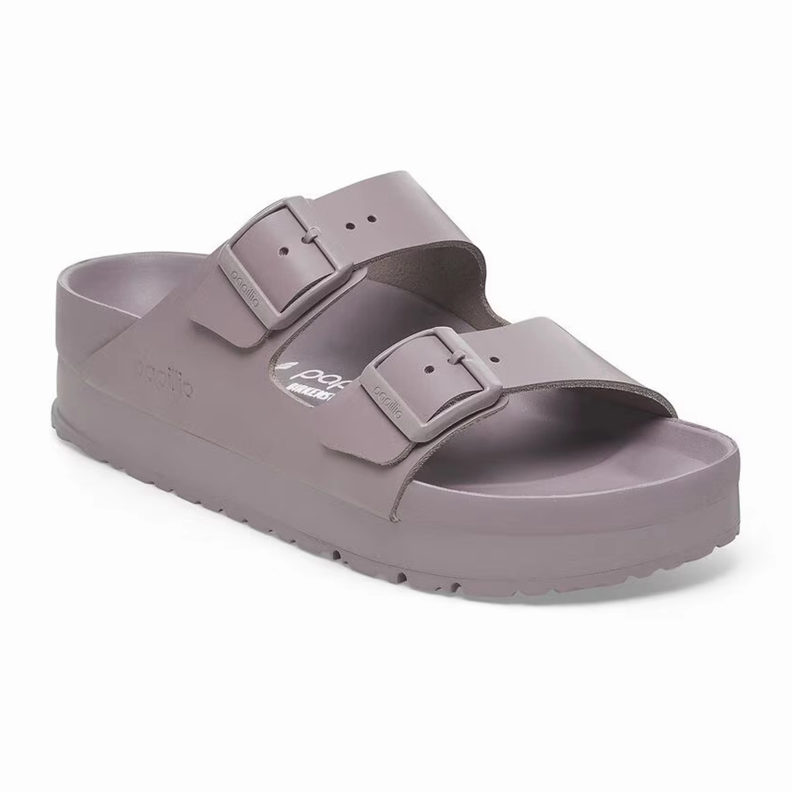 Birkenstock Arizona Flex Platform Slide Sandal (Women) - Faded Purple Leather Ventilated Design Open Frame