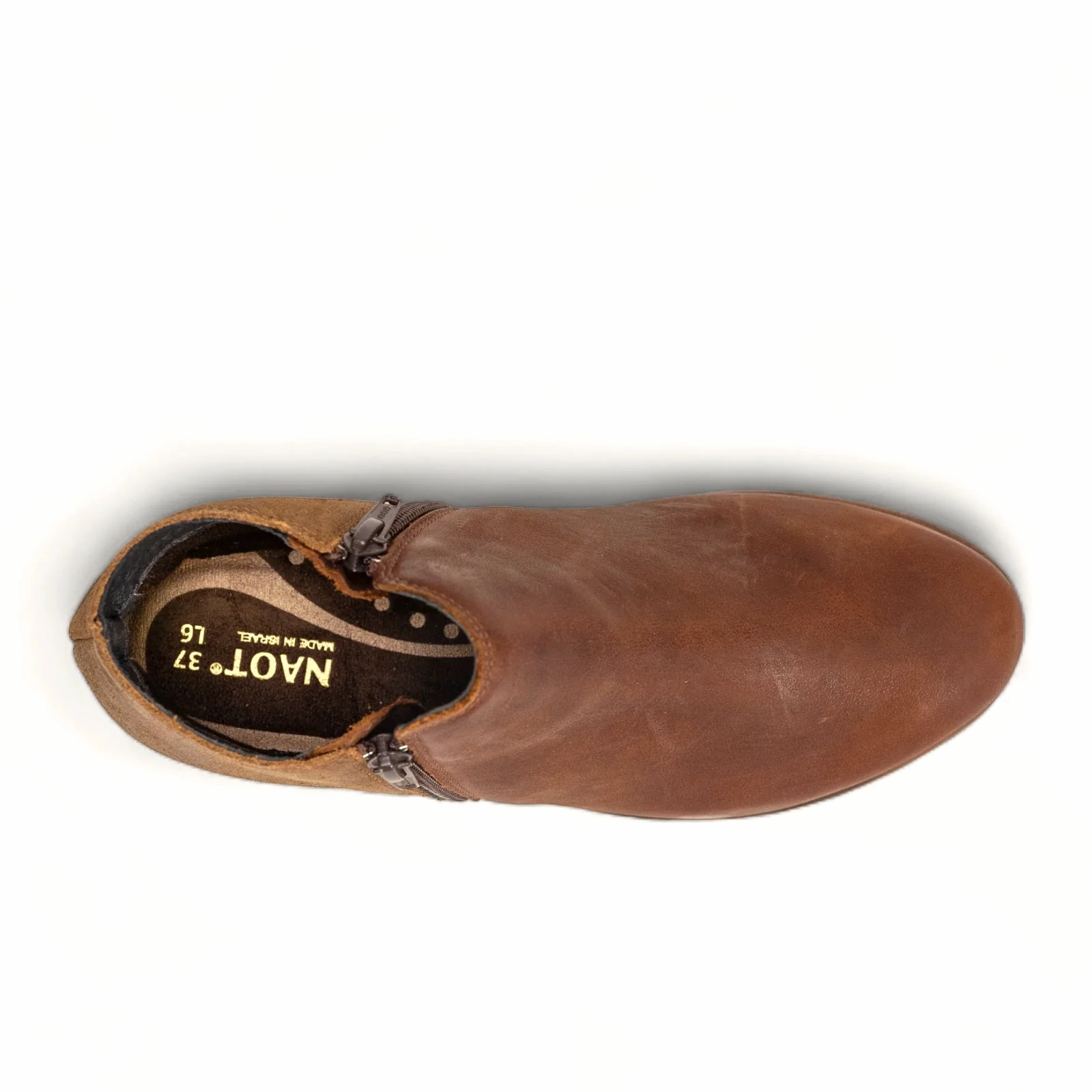 Classic Comfort Anti Odor Backcountry Camper Naot Helm Ankle Boot (Women) - Soft Cognac Leather/Antique Brown Suede