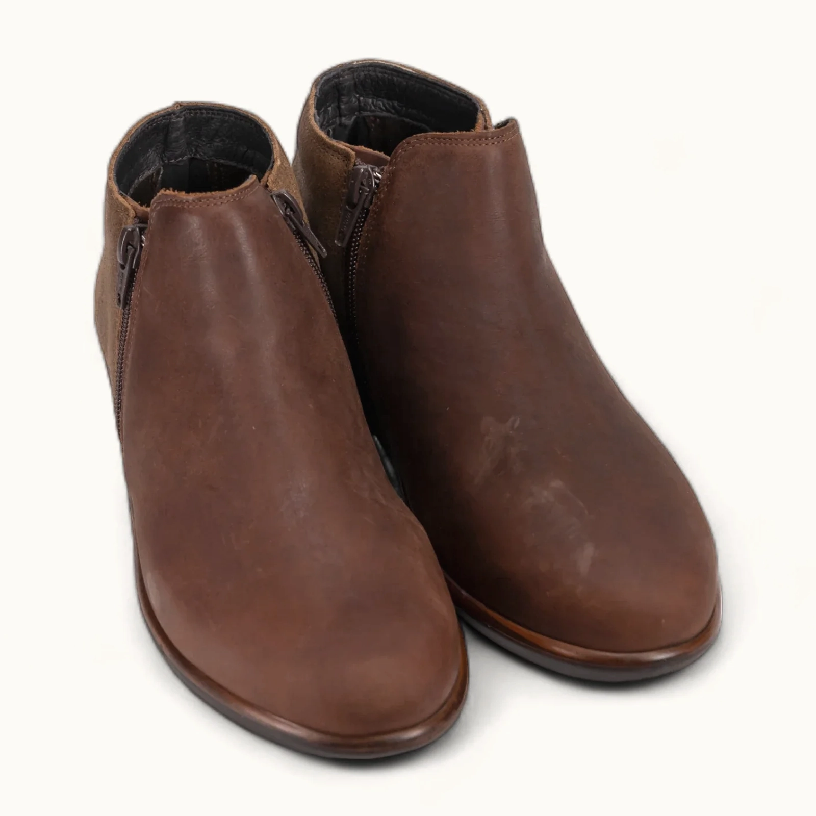 Asymmetric Lacing System Desert Design Naot Helm Ankle Boot (Women) - Soft Cognac Leather/Antique Brown Suede