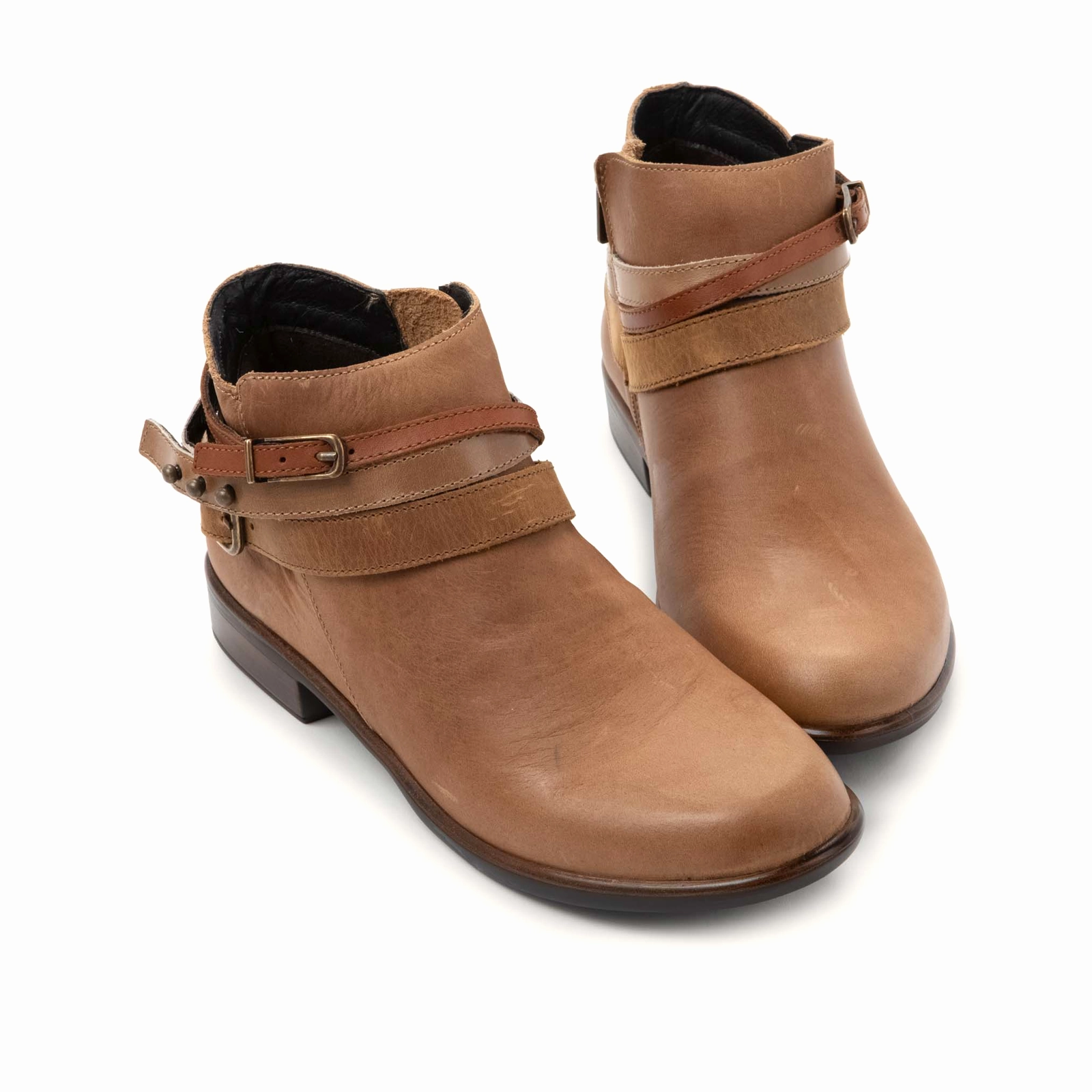 Naot Sumatra Ankle Boot (Women) - Latte Brown Leather/Acorn Straps Seamless Comfort Rural Traveler