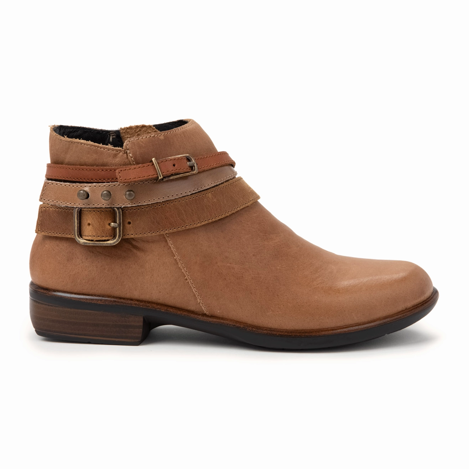 Naot Sumatra Ankle Boot (Women) - Latte Brown Leather/Acorn Straps Long Walks