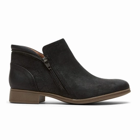 High Heel Cobb Hill Crosbie Zip Ankle Boot (Women) - Black Leather