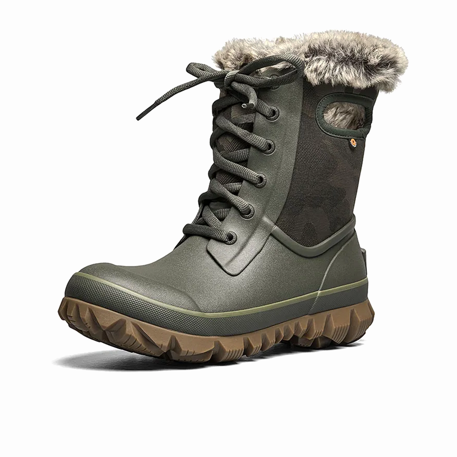 Bogs Arcata Tonal Camo Waterproof Winter Boot (Women) - Dark Green Work Function Lace-Up Closure