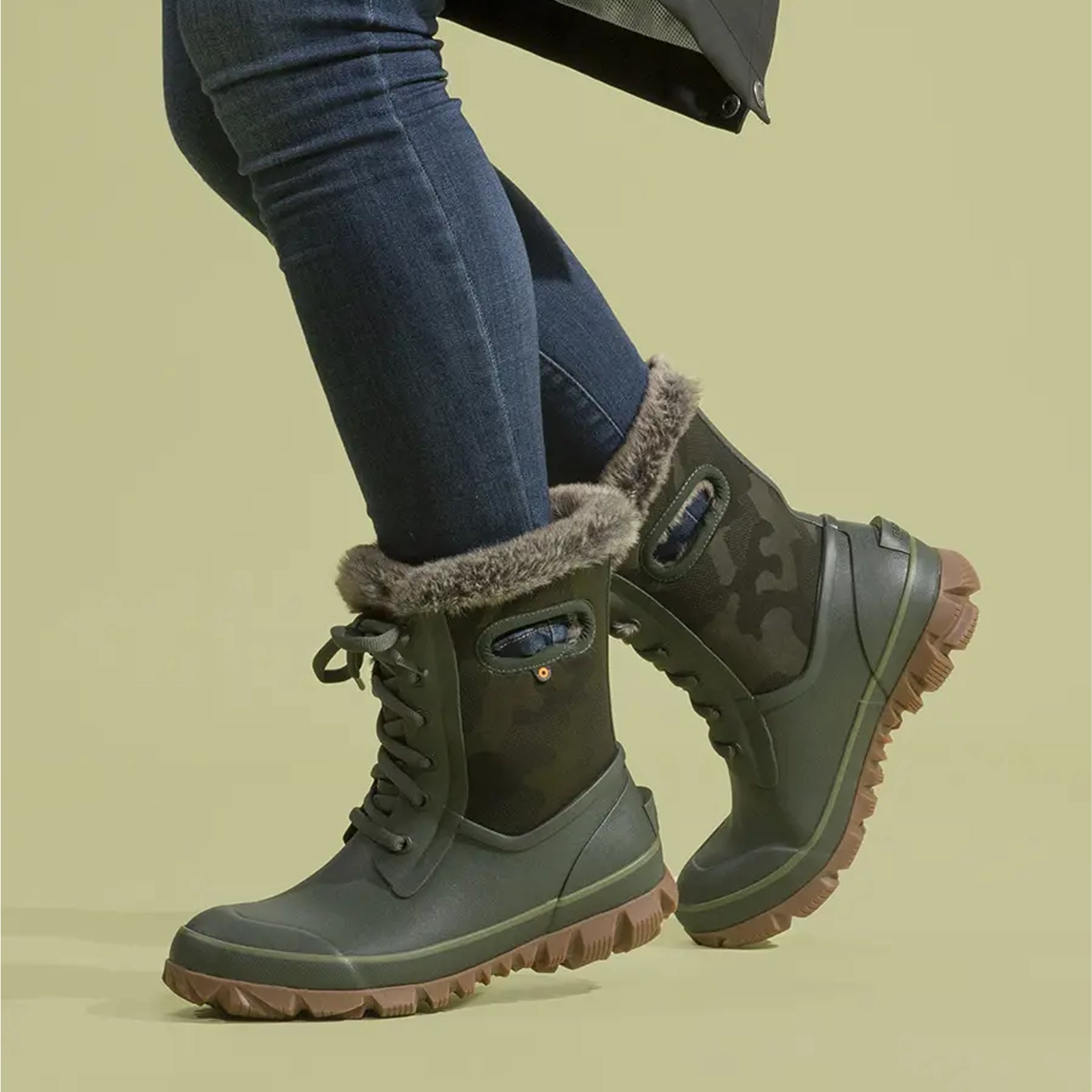 Bogs Arcata Tonal Camo Waterproof Winter Boot (Women) - Dark Green Reinforced Seams Weatherproof Seam Sealing