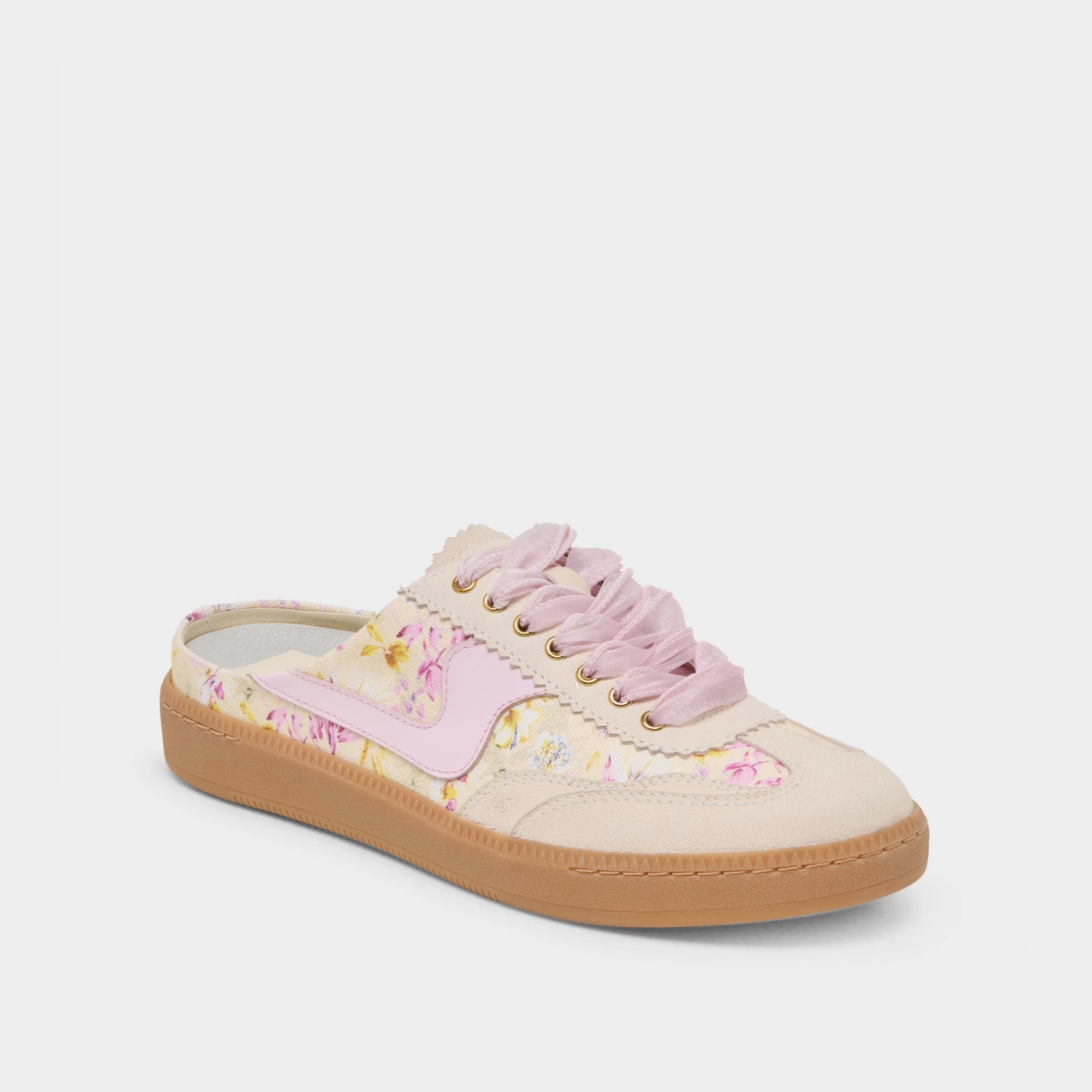 NOTICE SLIDE SNEAKERS PURPLE FLORAL LEATHER Lightweight EVA Construction Easy To Clean