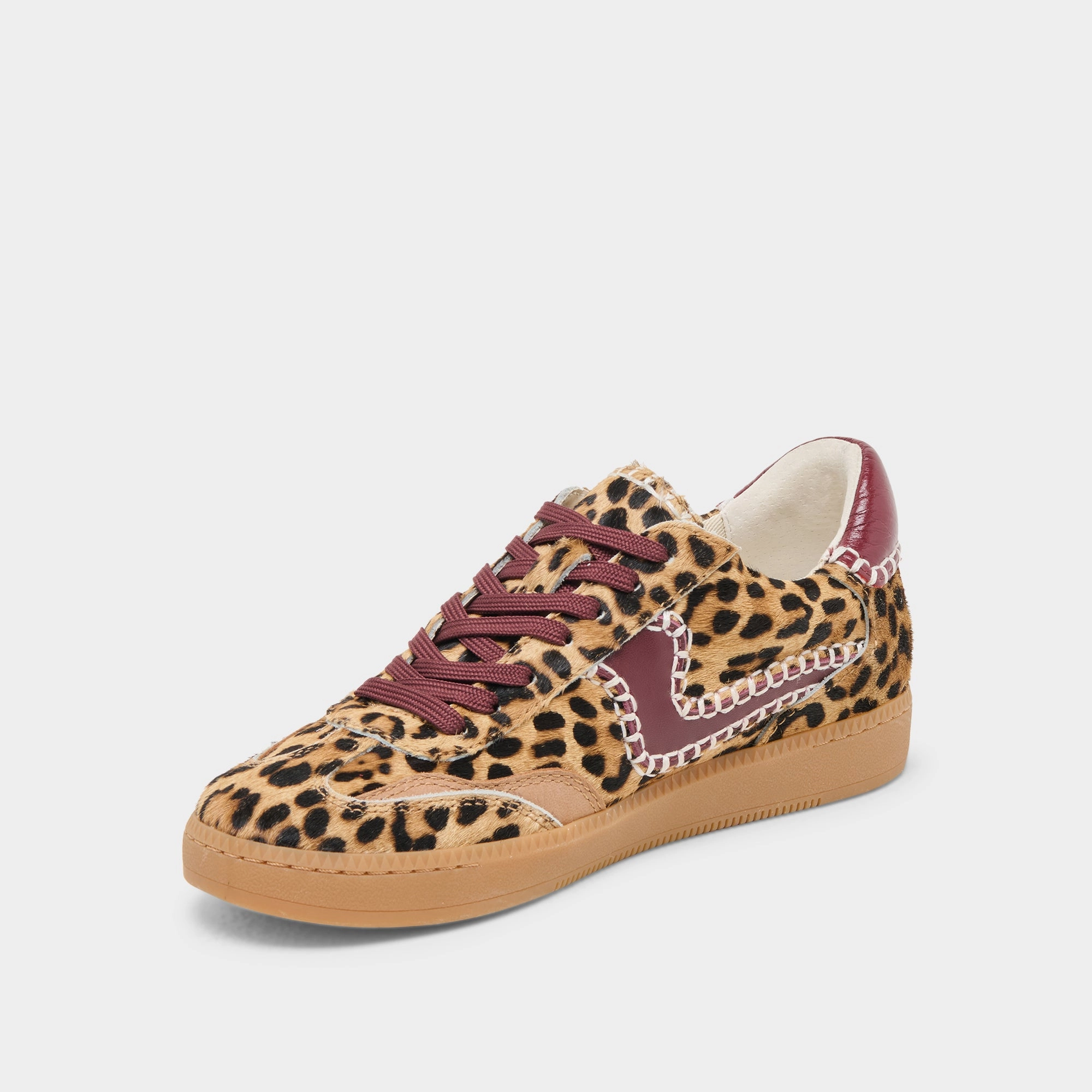 High-Quality Outdoor Shoes NOTICE STITCH SNEAKERS BURGUNDY LEOPARD CALF HAIR