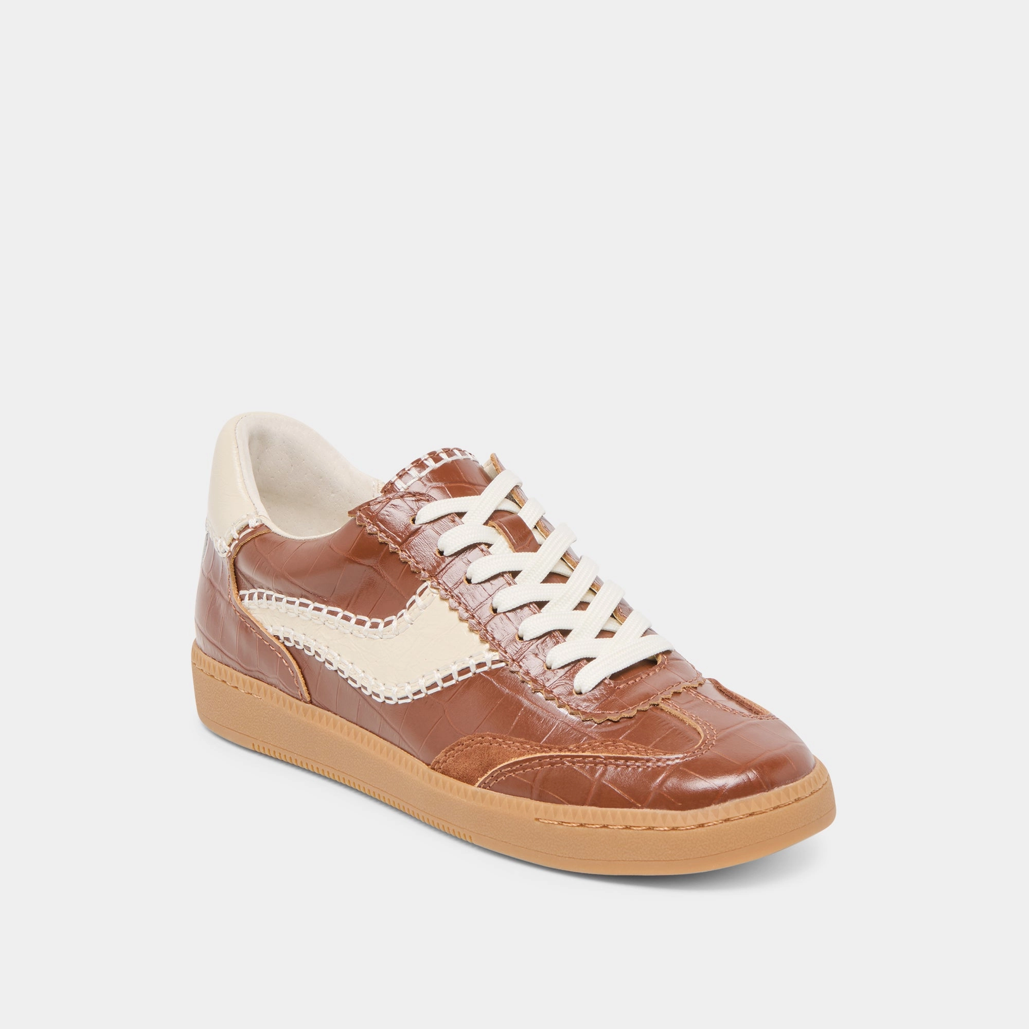 Water Play NOTICE STITCH  SNEAKERS COGNAC CROCO EMBOSSED LEATHER