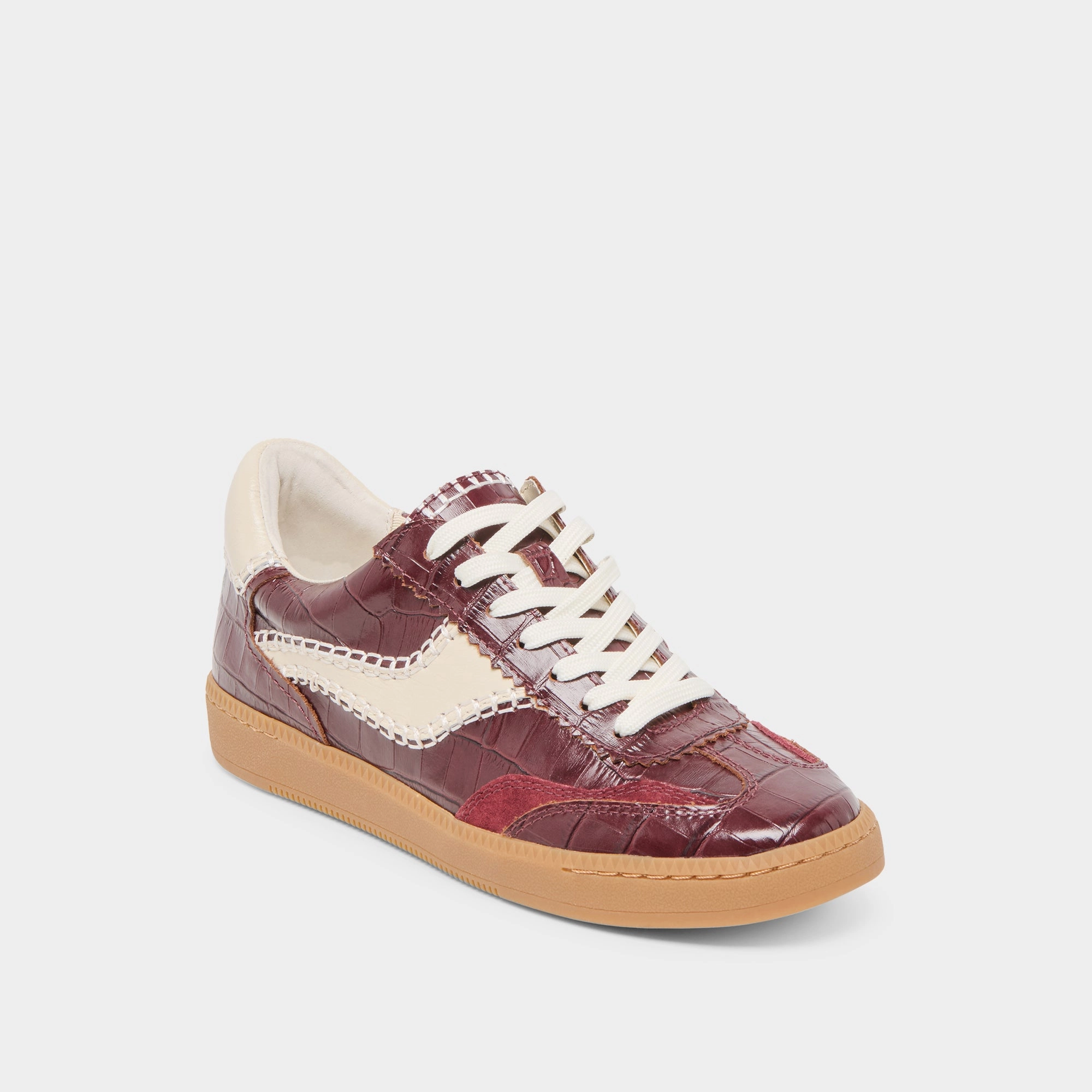 Perfect Walking NOTICE STITCH SNEAKERS OXBLOOD CROCO EMBOSSED LEATHER