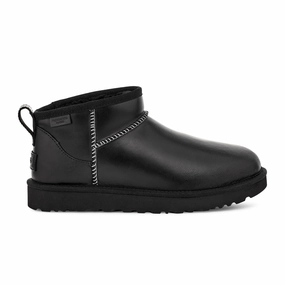 Slip Resistant City Walking Travel Ready UGG? Classic Ultra Mini Leather Regenerate Boot (Women) - Black
