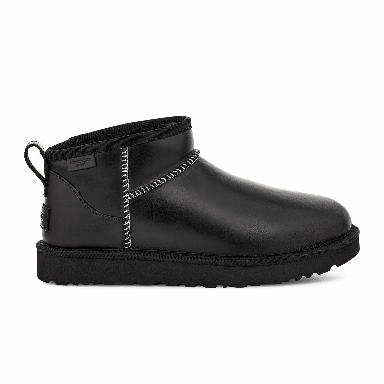 Slip Resistant City Walking Travel Ready UGG? Classic Ultra Mini Leather Regenerate Boot (Women) - Black