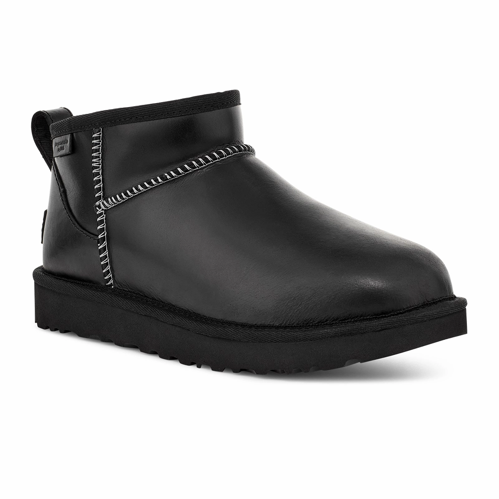 Nordic Calm Tiger Mark UGG? Classic Ultra Mini Leather Regenerate Boot (Women) - Black