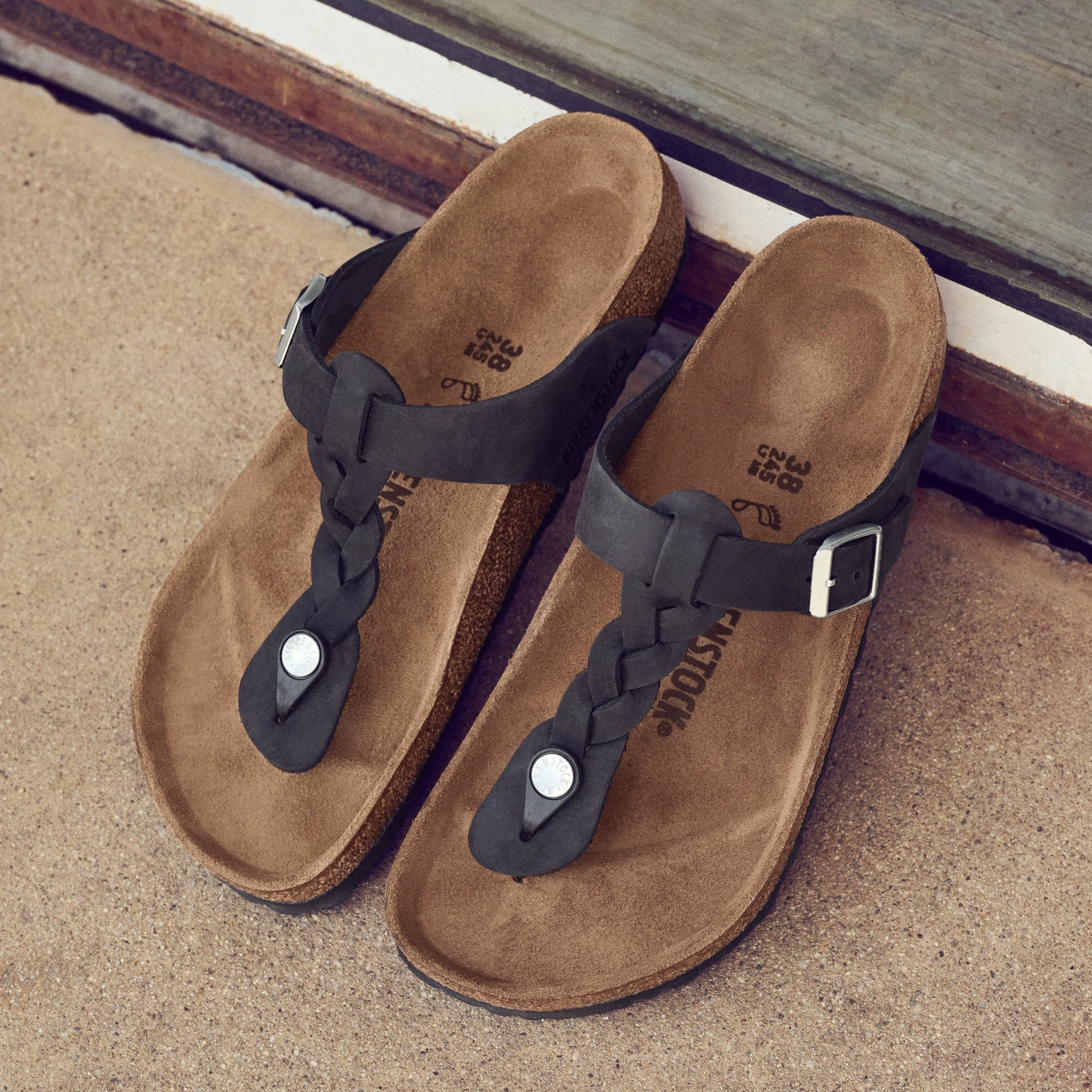 Brown GIZEH BRAID - BLACK - OIL LEATHER