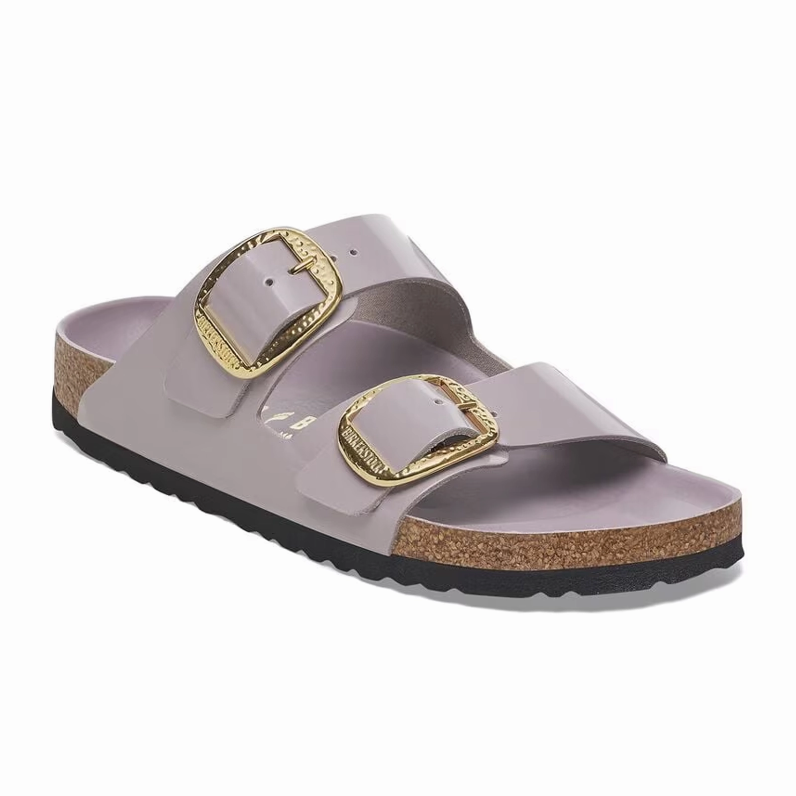 Birkenstock Arizona Hammered Big Buckle Narrow Slide Sandal (Women) - High Shine Faded Purple Leather Light Arch