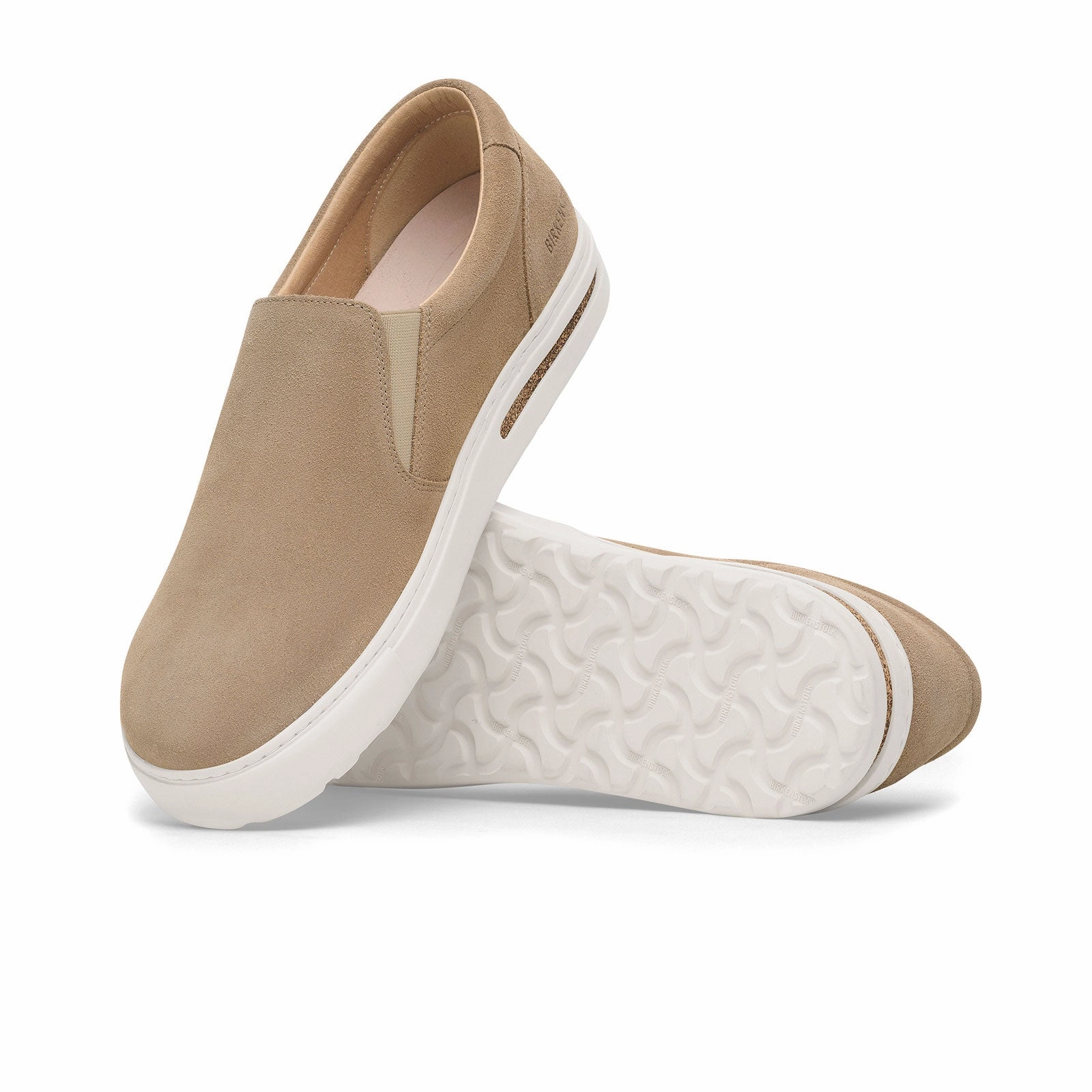 Vegan Synthetic Leather Flexible Groove Technology Birkenstock Oswego Slip On Sneaker (Men) - Taupe Suede