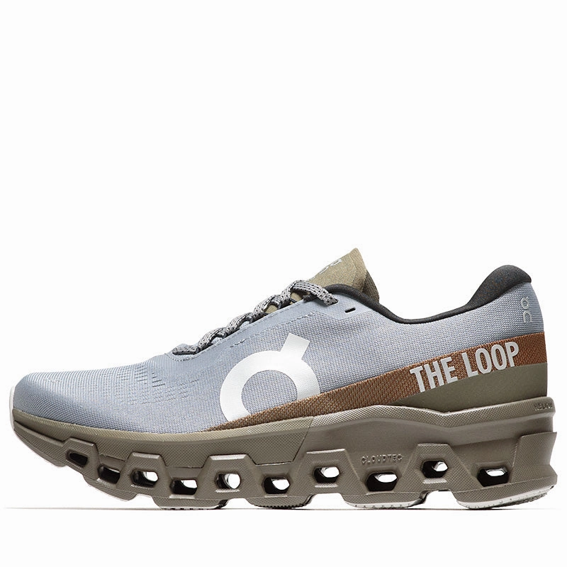 Pleasures x The Loop x On Cloudmonster 2 - Mist/Olive Metallic Accent
