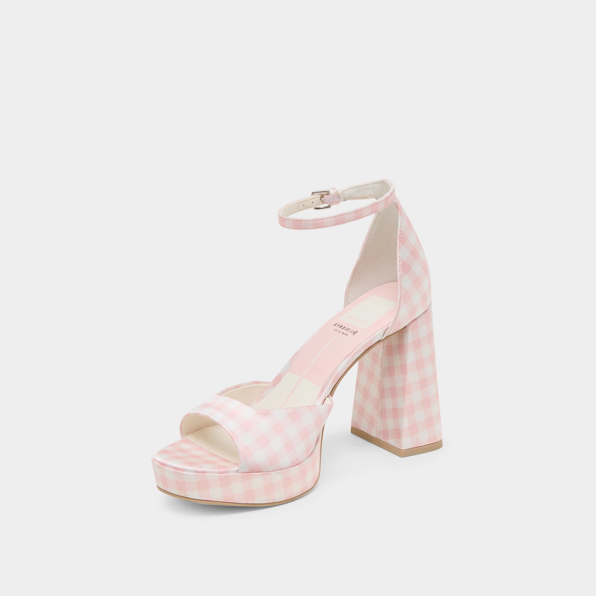Grippy Outsole Adventure Seeker Side zipper PANDRO X BYRDIE GOLF WIDE HEELS PINK PLAID GINGHAM