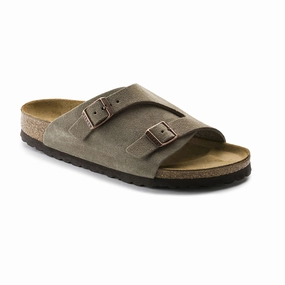 Birkenstock Zurich Narrow Slide Sandal (Women) - Taupe Suede Slip In Resort Mood
