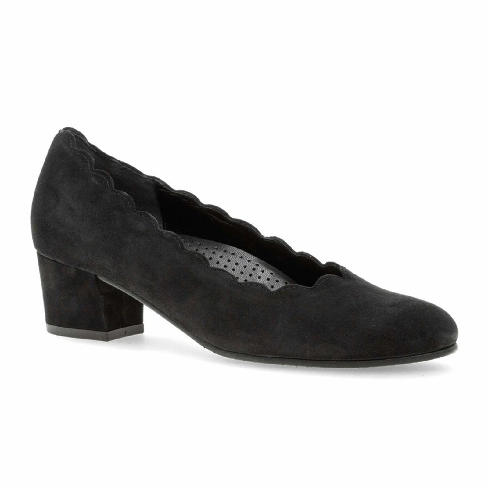 Gabor 221 Scalloped Pump (Women) - Black Suede Slip Away