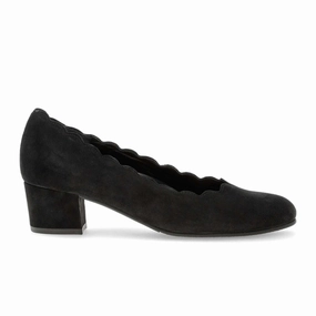 Gabor 221 Scalloped Pump (Women) - Black Suede Recycled Components