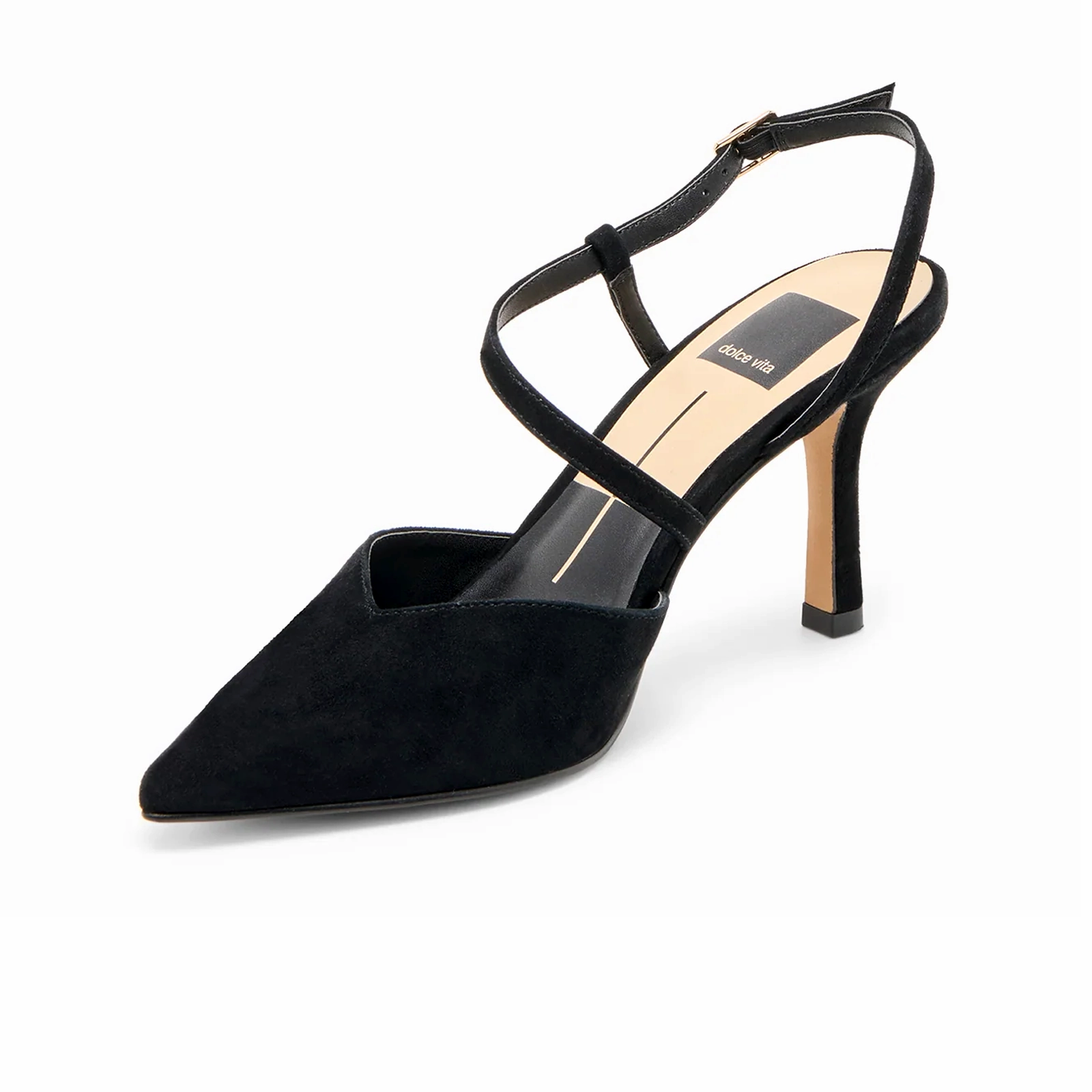 Dolce Vita Kamra Strappy Heel (Women) - Onyx Suede Slip Resistant Sole